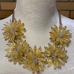 Vintage Yellow Beaded Flower Necklace